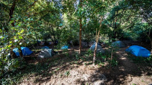 tent camping and rock climbing in Laos